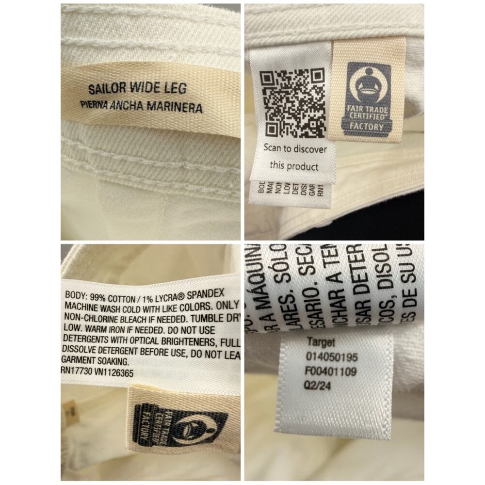 NWT High-Rise Sailor Wide Leg Ankle Jeans Relaxed Fit Universal Thread White 12 - Picture 11 of 11